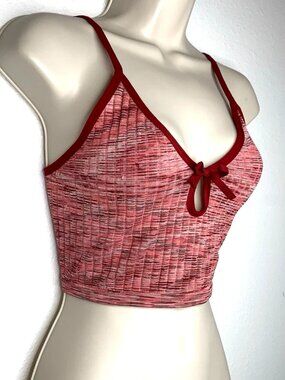 Y2K Colsie Space Dye KEYHOLE BOW Tank CROP Bralette TOP L Festival Grunge Fairy